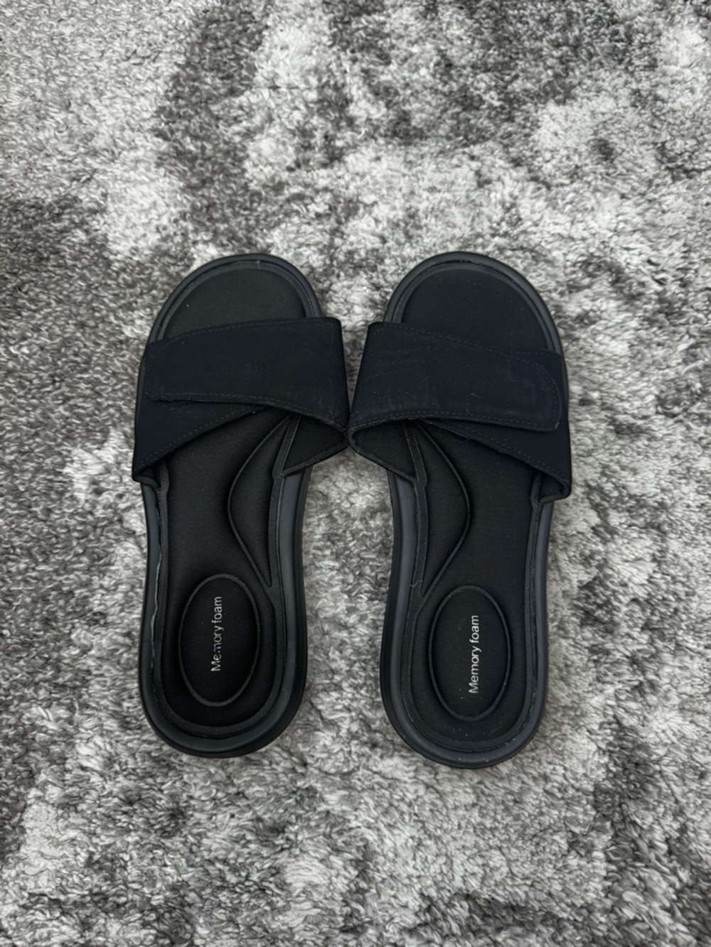 Women's Black Memory Foam Slide Sandals - Comfortable Everyday Slides